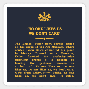 Real Historical Philadelphia - No One Likes Us (Radio Edit) Sticker